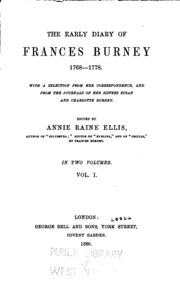 المذكرات المبكرة لفرانسيس بورني ، 1768-1778