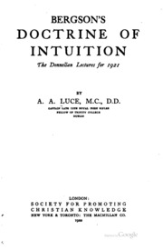 Bergson's Doctrine Of Intuition;