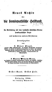 Archiv Fur Die Homoeopathische Heilkunst