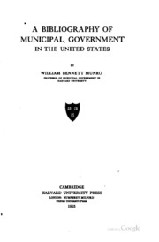 A Bibliography Of Municipal Government In The United States