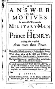 An Answer To Such Motives As Were Offer'd By Certain Military-men To Prince Henry