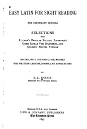 Easy Latin For Sight Reading For Secondary Schools: Selections From Ritchie's Fabulae Faciles ...