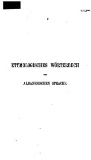 Etymologisches wörterbuch der albanesischen sprache