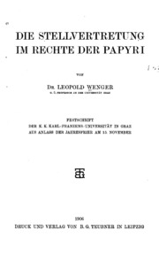Die Stellvertretung Im Rechte Der Papyri