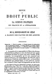 De la responsabilité de l'état à raison des fautes de ses agents
