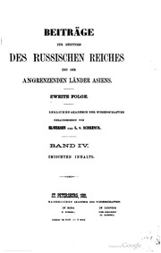Beiträge zur Kenntniss des Russischen Reiches und der angrenzenden Länder Asiens