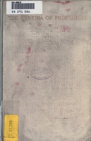 The Cynthia Of Propertius : Being The First Book Of His Elegies