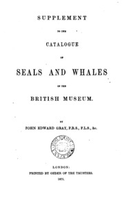 Catalogue Of Seals And Whales In The British Museum