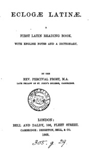 Eclogae Latinae A First Latin Reading Book. With Englush Notes And A Dictionary