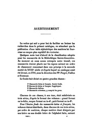 Catalogue des manuscrits de la Bibliothéque Sainte-Geneviève