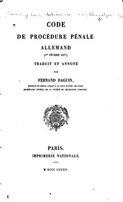 Code de procédure pénale allemand (1er février 1877)