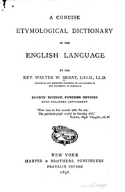 A Concise Etymological Dictionary Of The English Language