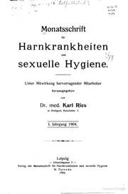 Monatsschrift für Harnkrankheiten, Psychopathia sexualis und sexuelle Hygiene