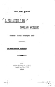 El Perú antiguo y los modernos sociólogos (introducción a un ensayo de sociología jurídica peruana)