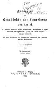 Analekten Zur Geschichte Des Franciscus Von Assisi