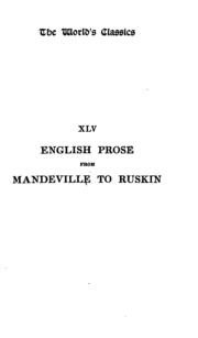 English Prose From Mandeville To Ruskin