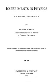 Experiments In Physics For Students Of Science