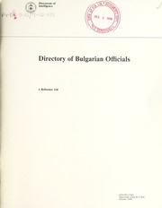 Directory Of Bulgarian Officials /directorate Of Intelligence.