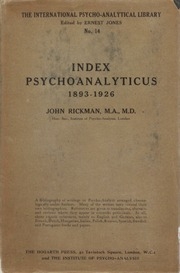 Index Psychoanalyticus 1893 - 1926