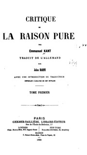 Critique De La Raison Pure Par Emmanuel Kant