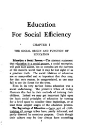 Education For Social Efficiency: A Study In The Social Relations Of Education