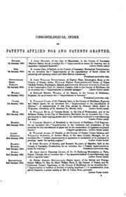 Chronological Index Of Patents Applied For And Patents Granted [afterw.] Of Patentees And ...