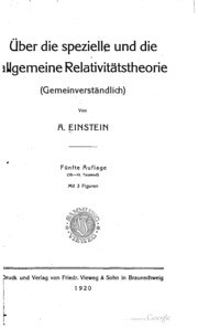 Über die spezielle und allgemeine Relativitätstheorie (gemeinverständlich)