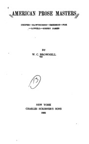 American Prose Masters; Cooper--hawthorne--emerson--poe--lowell--henry James