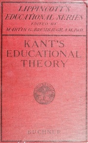 The Educational Theory Of Immanuel Kant;