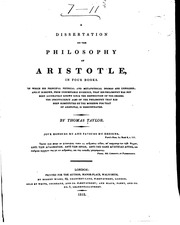A Dissertation On The Philosophy Of Aristotle, In Four Books ..
