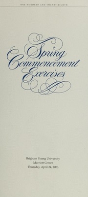 Commencement Exercise Programs, 2003-