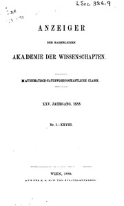 Anzeiger der Kaiserlichen Akademie der Wissenschaften، Mathematisch-Naturwissenschaftliche Classe