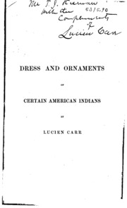 Dress And Ornaments Of Certain American Indians