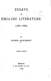 Essays In English Literature. 1780-1860: