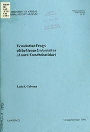 Ecuadorian Frogs Of The Genus Colostethus (anura:dendrobatidae)
