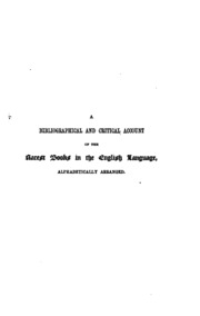 A Bibliographical Anc Critical Account Of The Rarest Books In The English Language