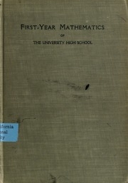First-year Mathematics For Secondary Schools