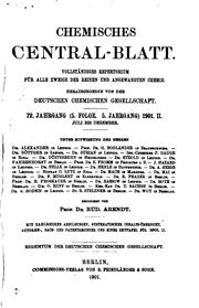 Chemisches Zentralblatt. Vollständiges Repertorium für alle Zweige der Reinen und angewandten Chemie