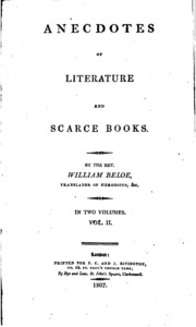 Anecdotes Of Literature And Scarce Books