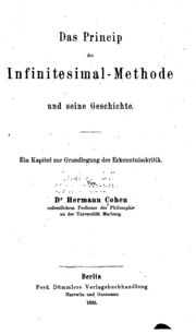 Das Prinzip Der Infinitesimal-methode Und Seine Geschichte; Ein Kapitel Zur Grundlegung Der Erkenntniskritik