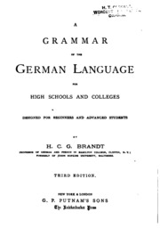 A Grammar Of The German Language For High Schools And Colleges
