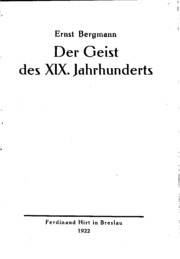Der Geist Des Xix. Jahrhunderts
