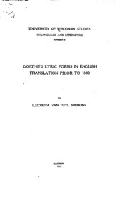 Goethe's Lyric Poems In English Translations Prior To 1860