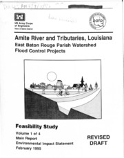 نهر أميت وروافده ، لويزيانا ، مستجمعات المياه في أبرشية إي بي آر ، مشاريع التحكم في الفيضانات ، دراسة جدوى ، الإصدار 1