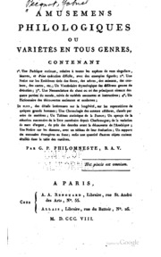 Amusements philologiques ou variétés en tous genres
