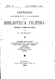 Catálogo Sistematico é Ilustrado de la Biblioteca Filipina Reunida Y Puesta en Venta Por P. Vindel