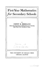 First-year Mathematics For Secondary Schools