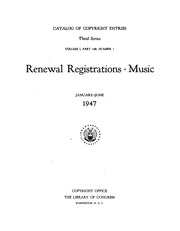 Catalog Of Copyright Entries Series 3 Vol.1 Part 14b Nos.1-2 (jan.-dec. 1947)