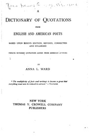 قاموس للاقتباسات من الشعراء الإنجليز والأمريكيين: بناءً على طبعة بون المنقحة والمصححة والموسعة: مائة اقتباس مضافة من المؤلفين الأمريكيين