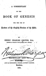 Commentary On The Book Of Genesis For The Use Of Readers Of The English Version Of The Bible